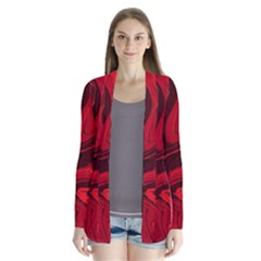 Red Vivid Marble Pattern Drape Collar Cardigan by goljakoff