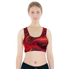 Red Vivid Marble Pattern Sports Bra With Pocket by goljakoff