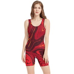 Red Vivid Marble Pattern Women s Wrestling Singlet by goljakoff