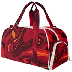 Red Vivid Marble Pattern Burner Gym Duffel Bag by goljakoff