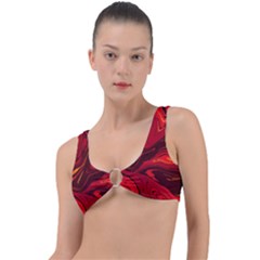 Red Vivid Marble Pattern Ring Detail Bikini Top by goljakoff