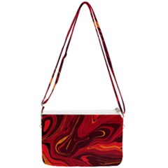 Red Vivid Marble Pattern Double Gusset Crossbody Bag