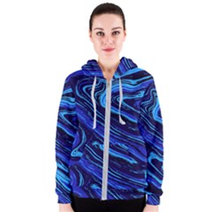 Blue Vivid Marble Pattern 16 Women s Zipper Hoodie by goljakoff