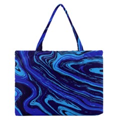 Blue Vivid Marble Pattern 16 Zipper Medium Tote Bag by goljakoff