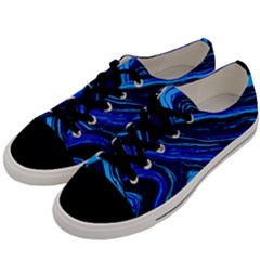 Blue Vivid Marble Pattern 16 Men s Low Top Canvas Sneakers by goljakoff