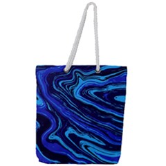 Blue Vivid Marble Pattern 16 Full Print Rope Handle Tote (large) by goljakoff