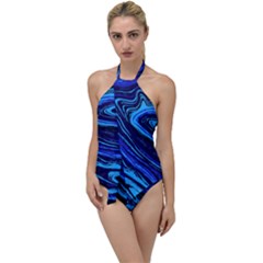 Blue Vivid Marble Pattern 16 Go With The Flow One Piece Swimsuit by goljakoff