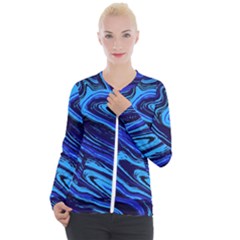 Blue Vivid Marble Pattern 16 Casual Zip Up Jacket