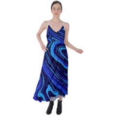 Blue Vivid Marble Pattern 16 Tie Back Maxi Dress by goljakoff