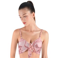 Coral Colored Hortensias Floral Photo Woven Tie Front Bralet by dflcprintsclothing