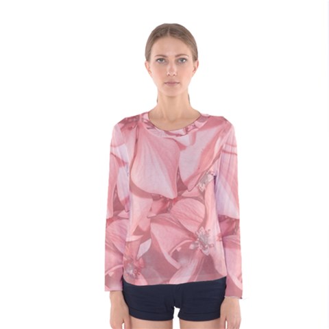 Coral Colored Hortensias Floral Photo Women s Long Sleeve Tee by dflcprintsclothing