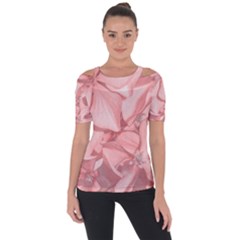 Coral Colored Hortensias Floral Photo Shoulder Cut Out Short Sleeve Top by dflcprintsclothing