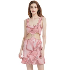 Coral Colored Hortensias Floral Photo Velvet Cutout Dress by dflcprintsclothing