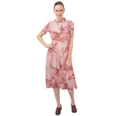 Coral Colored Hortensias Floral Photo Keyhole Neckline Chiffon Dress by dflcprintsclothing