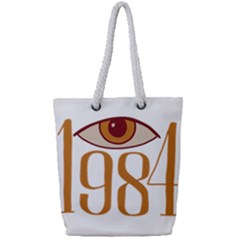 Orwell Full Print Rope Handle Tote (small) by Valentinaart