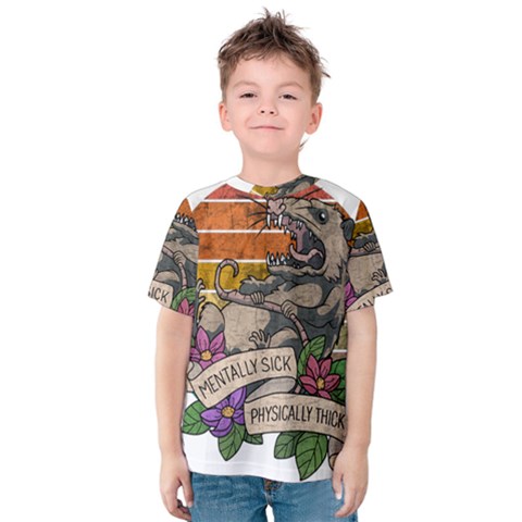 Possum - Mentally Sick Physically Thick Kids  Cotton Tee by Valentinaart