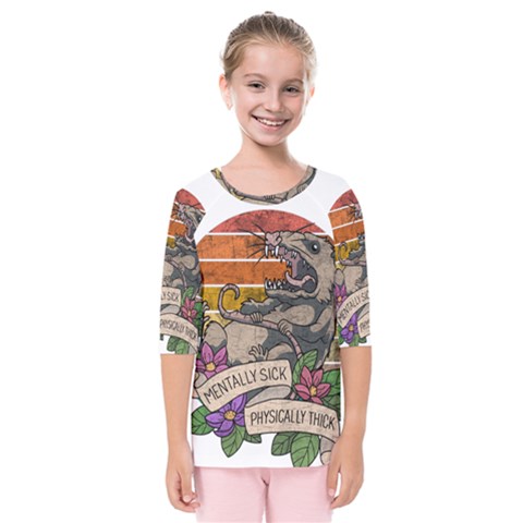 Possum - Mentally Sick Physically Thick Kids  Quarter Sleeve Raglan Tee by Valentinaart