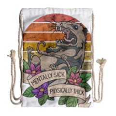 Possum - Mentally Sick Physically Thick Drawstring Bag (large) by Valentinaart