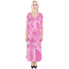 Pink Love Tie Dye Quarter Sleeve Wrap Maxi Dress by DressitUP