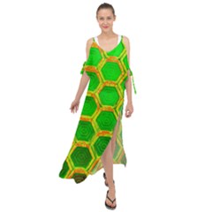 Hexagon Windows Maxi Chiffon Cover Up Dress