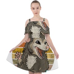 Possum - Be Urself Cut Out Shoulders Chiffon Dress by Valentinaart