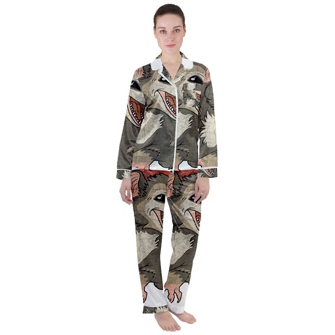 Possum Satin Long Sleeve Pajamas Set | CowCow