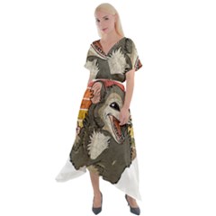 Possum  Cross Front Sharkbite Hem Maxi Dress