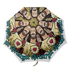 Buddy Christ Folding Umbrellas by Valentinaart