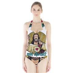 Buddy Christ Halter Swimsuit by Valentinaart