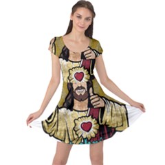 Buddy Christ Cap Sleeve Dress by Valentinaart