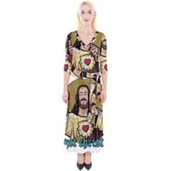 Buddy Christ Quarter Sleeve Wrap Maxi Dress by Valentinaart