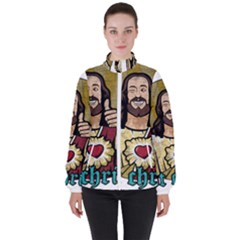 Buddy Christ Women s High Neck Windbreaker by Valentinaart