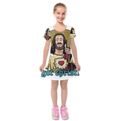 Buddy Christ Kids  Short Sleeve Velvet Dress by Valentinaart