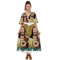 Buddy Christ Kimono Sleeve Boho Dress by Valentinaart