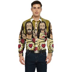 Buddy Christ Men s Long Sleeve Pocket Shirt  by Valentinaart
