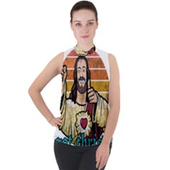 Got Christ? Mock Neck Chiffon Sleeveless Top by Valentinaart