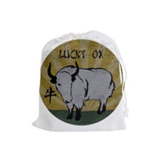 Chinese New Year ¨c Year Of The Ox Drawstring Pouch (large) by Valentinaart