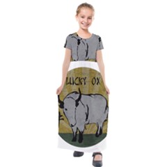 Chinese New Year ¨c Year Of The Ox Kids  Short Sleeve Maxi Dress