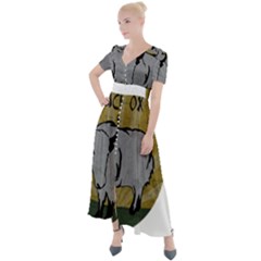 Chinese New Year ¨C Year of the Ox Button Up Short Sleeve Maxi Dress