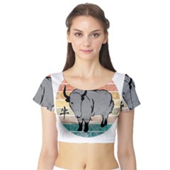 Chinese New Year ¨c Year Of The Ox Short Sleeve Crop Top by Valentinaart