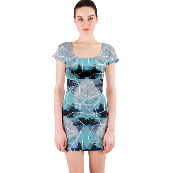 Digital Waves Short Sleeve Bodycon Dress