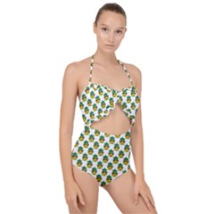 Holiday Pineapple Scallop Top Cut Out Swimsuit by Sparkle