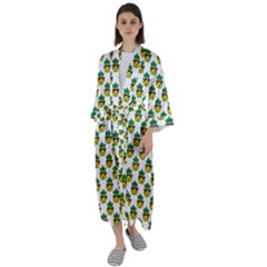 Holiday Pineapple Maxi Satin Kimono by Sparkle