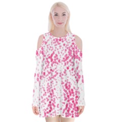 Pink Dots with love Velvet Long Sleeve Shoulder Cutout Dress