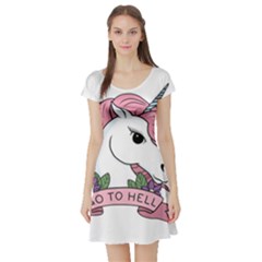 Go To Hell Short Sleeve Skater Dress by Valentinaart