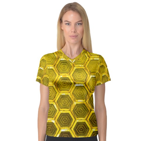 Hexagon Windows V-neck Sport Mesh Tee by essentialimage