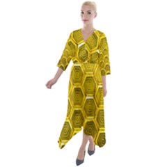 Hexagon Windows Quarter Sleeve Wrap Front Maxi Dress by essentialimage
