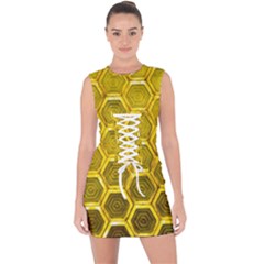 Hexagon Windows Lace Up Front Bodycon Dress by essentialimage