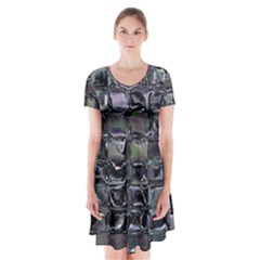 Funky Mosaic  Short Sleeve V-neck Flare Dress by MRNStudios