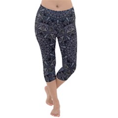 Mellow Mandala  Lightweight Velour Capri Yoga Leggings by MRNStudios